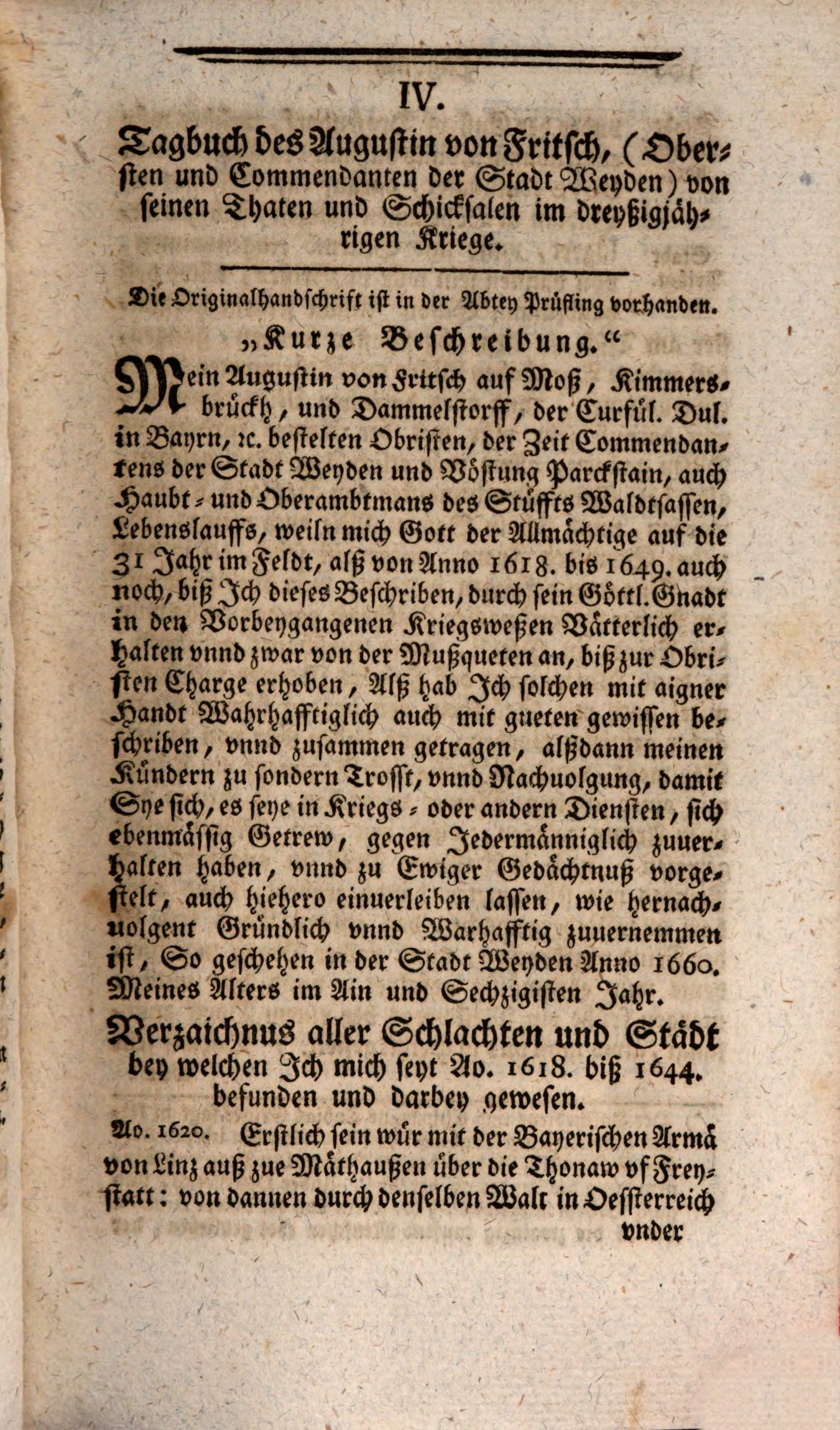 První strana deníku v tisku z roku 1792 (s